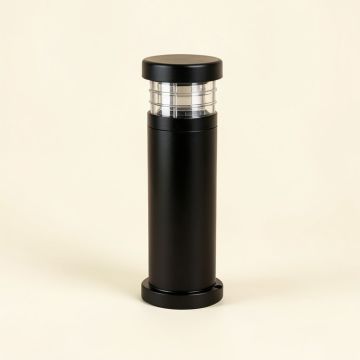 Black Solar Powered Integrated Led Bollard Light (synthetic illustration; no displayed measurements)