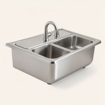 Kohler Tailor Large Double Basin Stainless Steel Sink With Large Flora Insert (synthetic illustration; no displayed measurements)