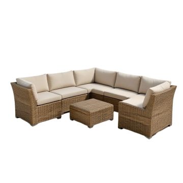 Outdoor Patio 4 Piece Rattan Sectional Seating Group With Cushions