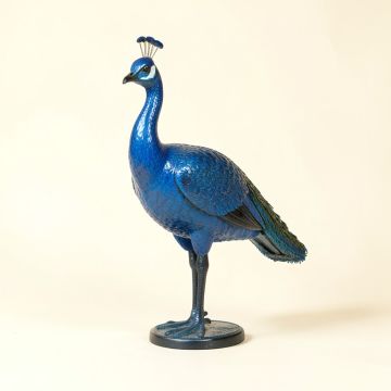 Candia Metal Peacock Statue (synthetic illustration; no displayed measurements)