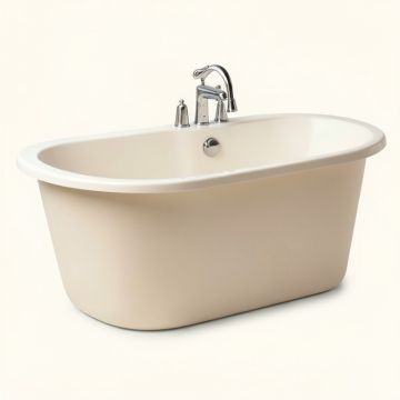 67 '' X 32 '' Freestanding Soaking Fiberglass Bathtub With Faucet (synthetic illustration; no displayed measurements)