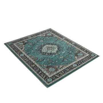 Dutcher Power Loom Teal/Charcoal/Aqua Rug