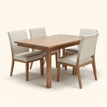 Abraheem Butterfly Leaf Rubberwood Solid Wood Dining Set (synthetic illustration; no displayed measurements)