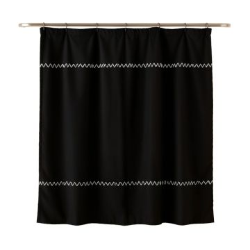 Cliff Edge Shower Curtain Hanging Flat From A Plain Rod - Black