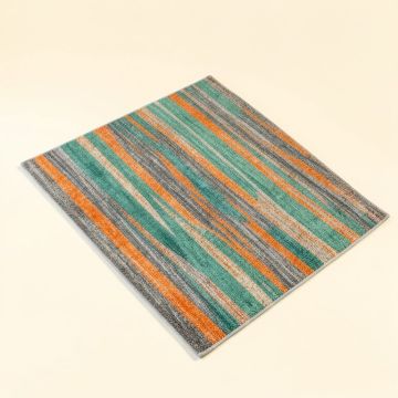 Kia Striped Hand Hooked Teal/Orange/Gray Indoor / Outdoor Area Rug (synthetic illustration; no displayed measurements)