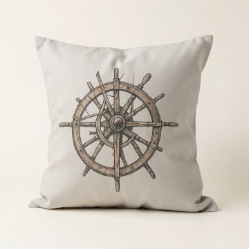 Laisha Ship Wheel Print Square Cotton Pillow Cover & Insert (synthetic illustration; no displayed measurements)
