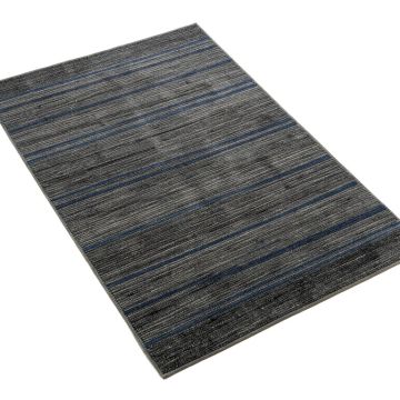 Modern Striped Handloomed Charcoal/Blue Area Rug