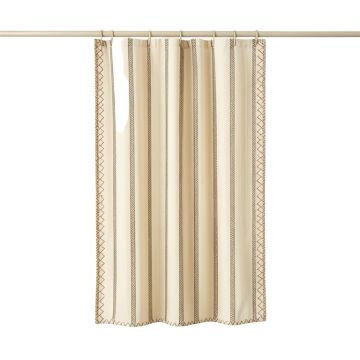 Flint Falls Shower Curtain Hanging Flat From A Plain Rod - Ivory