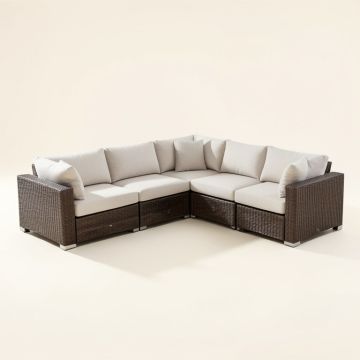 Abbee Patio 6 Piece Sectional Seating Group With Cushions (synthetic illustration; no displayed measurements)