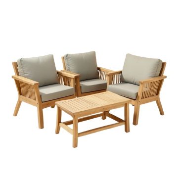 Camren 3 Piece Teak Seating Group With Cushions
