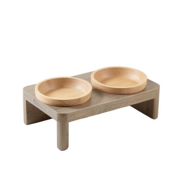 Dune Field Pet Feeding Stand With Two Plain Empty Bowls - Gray