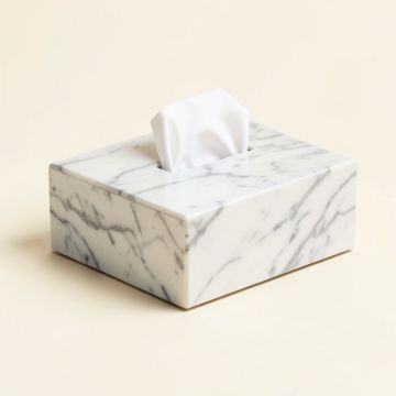 Nailsea Powder Honed Marble Tissue Box Cover (synthetic illustration; no displayed measurements)