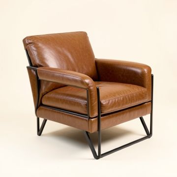 Letcher 33 '' Wide Top Grain Leather Armchair (synthetic illustration; no displayed measurements)