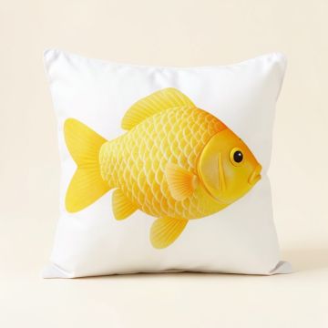 Bubbles The Gold Fish Throw Pillow (synthetic illustration; no displayed measurements)