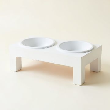 Glen Bend Pet Feeding Stand With Two Plain Empty Bowls - White (synthetic illustration; no displayed measurements)