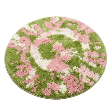 Round Mowrystown Shag Cream/Green/Pink Area Rug