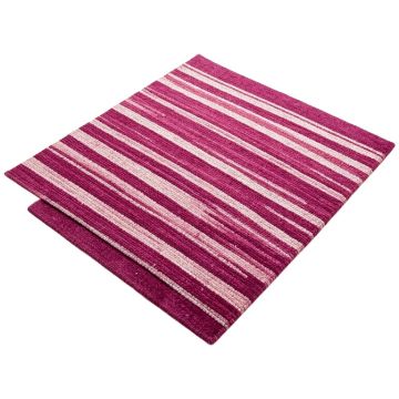 Lacluta Stripe Hand-Woven Wool Magenta Rug