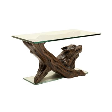 The Subservient Dragon Glass Topped Sculptural Console Table