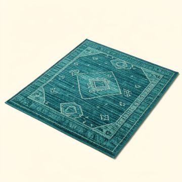 Azaiah Moroccan Geometric Textured Weave Teal Indoor/Outdoor Area Rug (synthetic illustration; no displayed measurements)