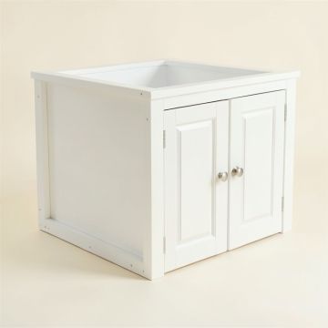Wren Dell Empty Furniture-Style Litter Enclosure - White (synthetic illustration; no displayed measurements)