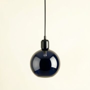 Wren Bend Pendant Light Suspended From One Plain Cable - Navy (synthetic illustration; no displayed measurements)