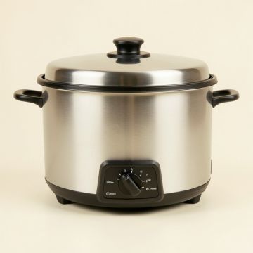 Homecraft Stainless Steel 3-Station 1.5-Quart Oval Slow Cooker Buffet (synthetic illustration; no displayed measurements)