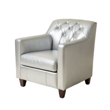 Beggley Tufted Upholstered Arm Chair In Silver