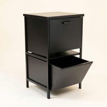 Alder Crossing Freestanding Pull-Out Hamper Cabinet - Black (synthetic illustration; no displayed measurements)