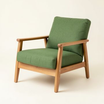 Reed Arc Upholstered Armchair - Green (synthetic illustration; no displayed measurements)