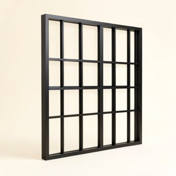 Metal Window Pane Design Wall Decor With 20 Panes , Black (synthetic illustration; no displayed measurements)