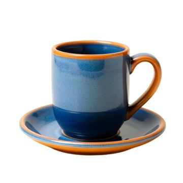 Polish Pottery Amarillo Coffee Mug With Saucer