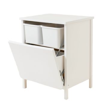Slate Arc Freestanding Pull-Out Hamper Cabinet - White