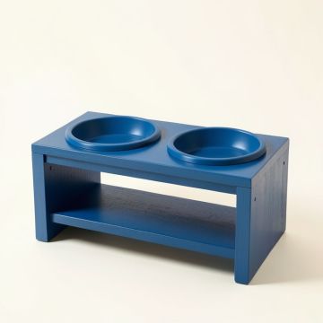 Spruce Brook Pet Feeding Stand With Two Plain Empty Bowls - Blue (synthetic illustration; no displayed measurements)