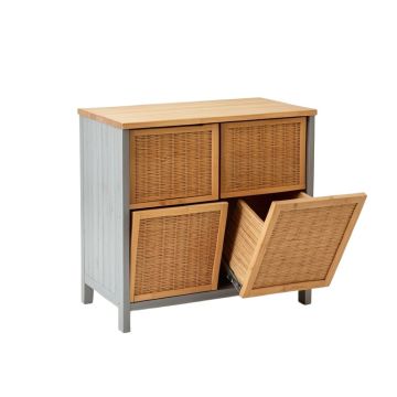 Harbor Crest Freestanding Pull-Out Hamper Cabinet - Gray