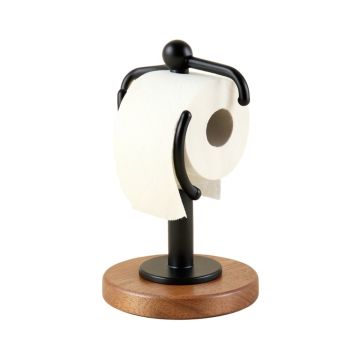 Free Standing Toilet Paper Holder With Wooden Base