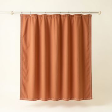 Slate Brook Shower Curtain Hanging Flat From A Plain Rod - Terracotta (synthetic illustration; no displayed measurements)