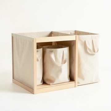 Reed Bluff Laundry Sorting Station With Plain Removable Bags - Beige (synthetic illustration; no displayed measurements)
