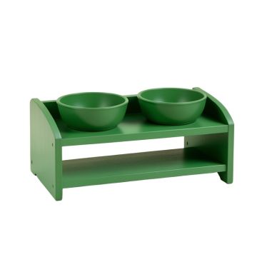 Spruce Edge Pet Feeding Stand With Two Plain Empty Bowls - Green