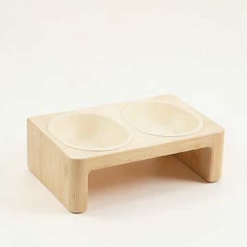 Brook Bridge Pet Feeding Stand With Two Plain Empty Bowls - Cream (synthetic illustration; no displayed measurements)