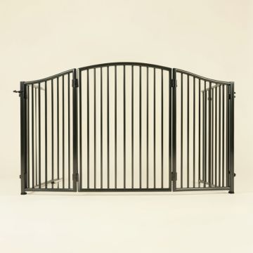 Priester 3-In-1 Arched Decor Superyard 6-Panel Free Standing Pet Gate (synthetic illustration; no displayed measurements)