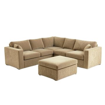 Angrand 134 '' Wide Chenille Reversible Modular Sectional With Ottoman