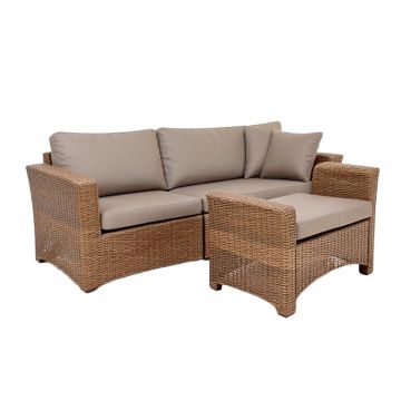 Winston Porter 4-Piece Rattan Sofa Conversation Set Outdoor Patio Furniture Set Brown