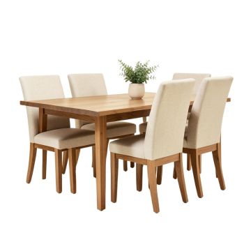 Hallas Butterfly Leaf Rubberwood Solid Wood Dining Set