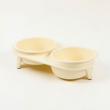 Hazel Crest Pet Feeding Stand With Two Plain Empty Bowls - Cream (synthetic illustration; no displayed measurements)