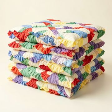 Ruffled Garden Reversible Quilt Set (synthetic illustration; no displayed measurements)