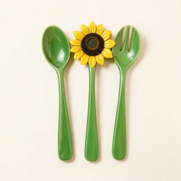 Sunflower Decorative Spoon And Fork Wall Decor Set (synthetic illustration; no displayed measurements)
