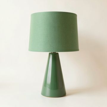 Aspen Crest Table Lamp With A Plain Fabric Shade - Green (synthetic illustration; no displayed measurements)