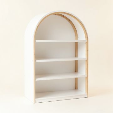 Dawn Arc Freestanding Bookcase (synthetic illustration; no displayed measurements)