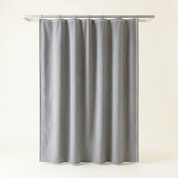 Field Brook Shower Curtain Hanging Flat From A Plain Rod - Gray (synthetic illustration; no displayed measurements)