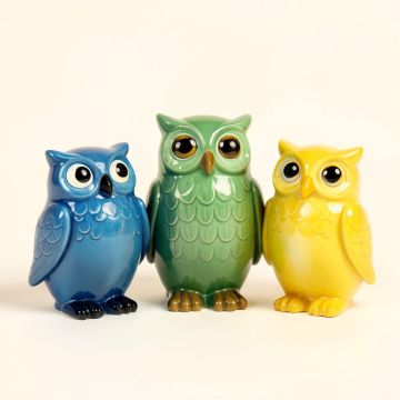 3 Piece Wise Owl Figurine Set (synthetic illustration; no displayed measurements)